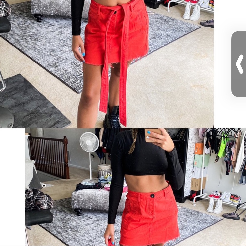 Urban Outfitters Red-Orange Denim Skirt